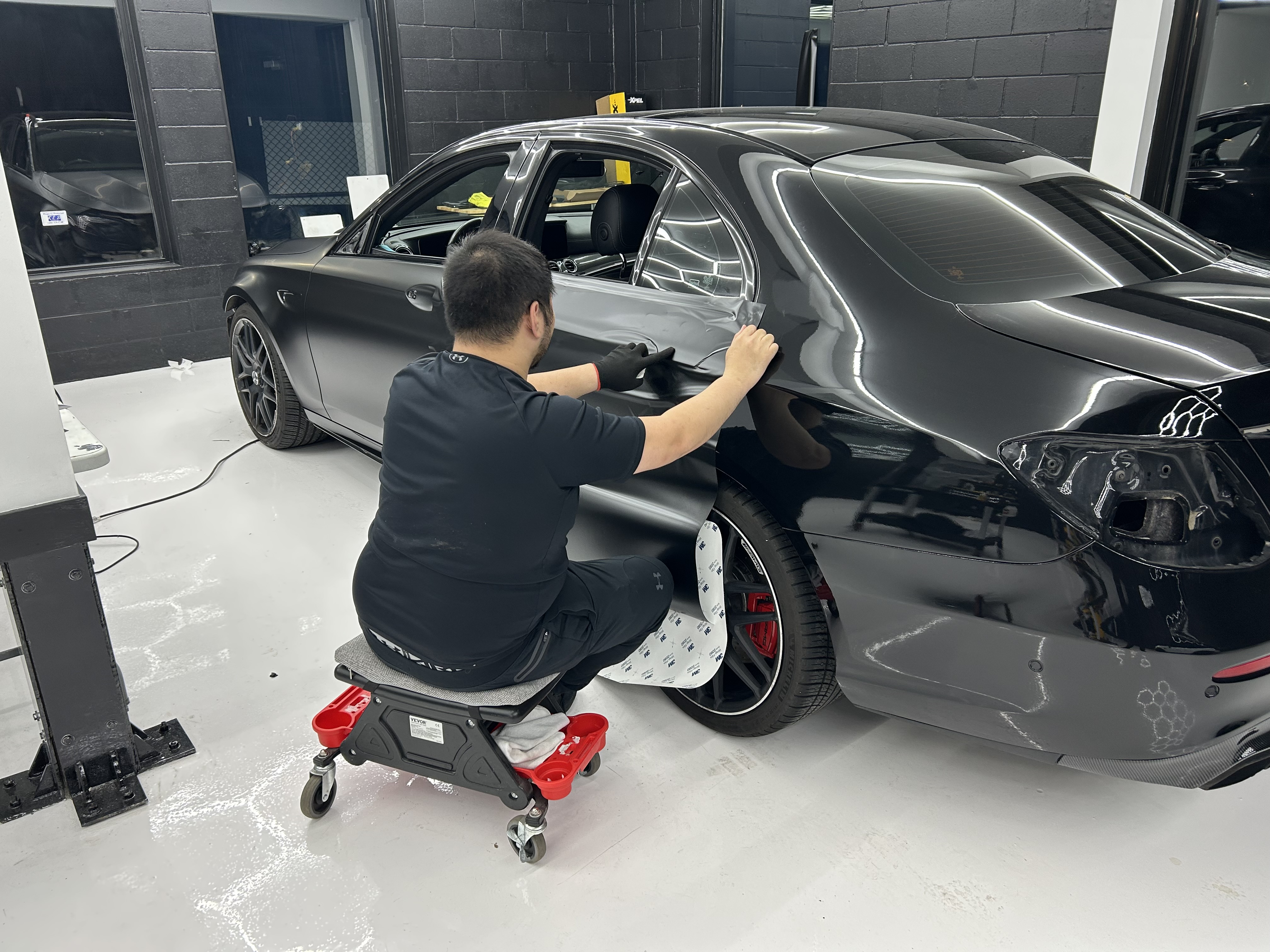 Mercedes AMG Vinyl Wrap – Rear Door Installation